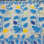 Cotton Jamdani-Light JaalWhiteBlue