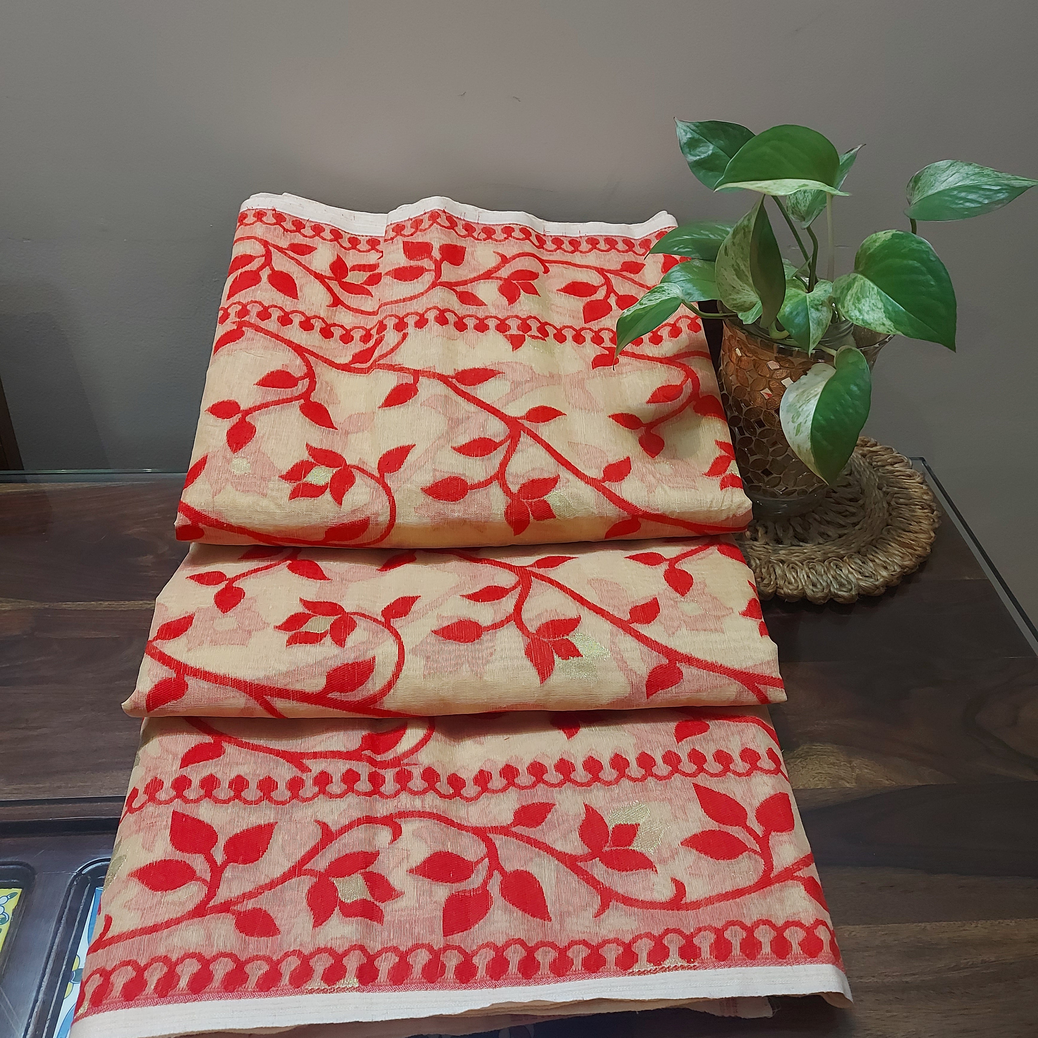 Cotton Dhakai Jamdani-JaalBeige