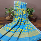 Cotton Dhakai Jamdani-JaalCyan