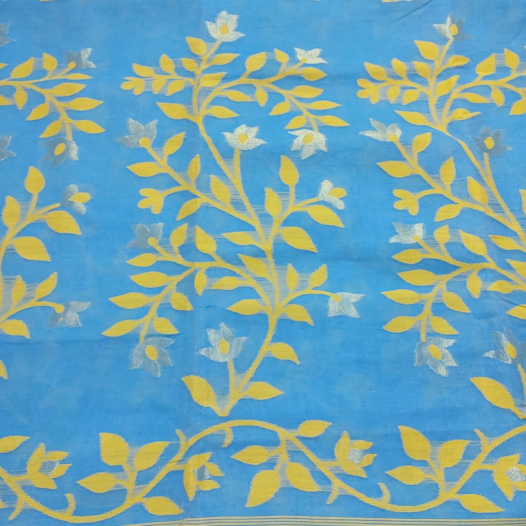 Cotton Dhakai Jamdani-JaalCyan