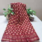 Chanderi Silk-Maheshwari printMaroon