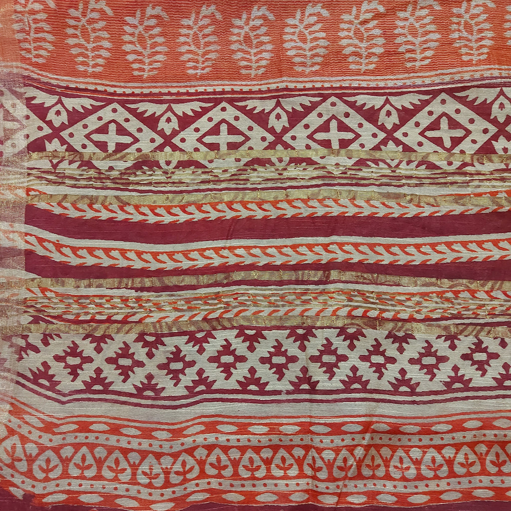 Chanderi Silk-Maheshwari printMaroon