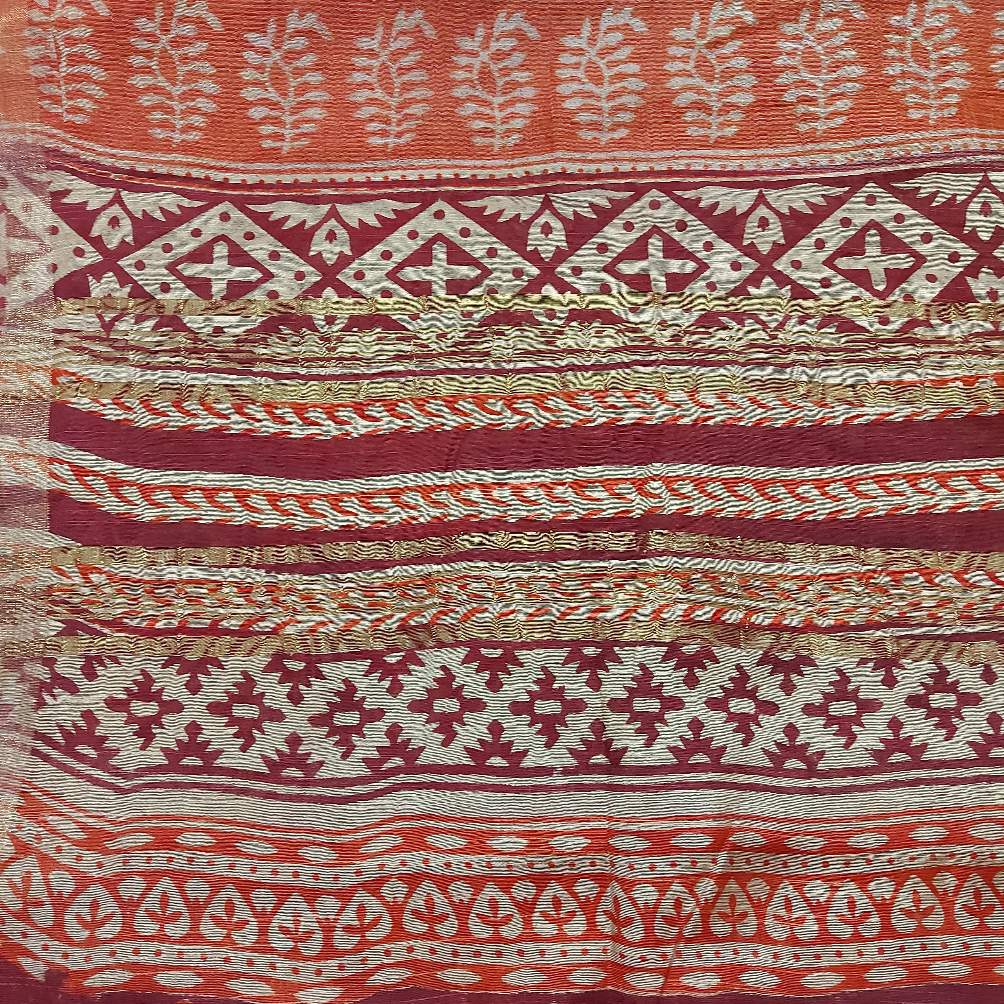 Chanderi Silk-Maheshwari printMaroon