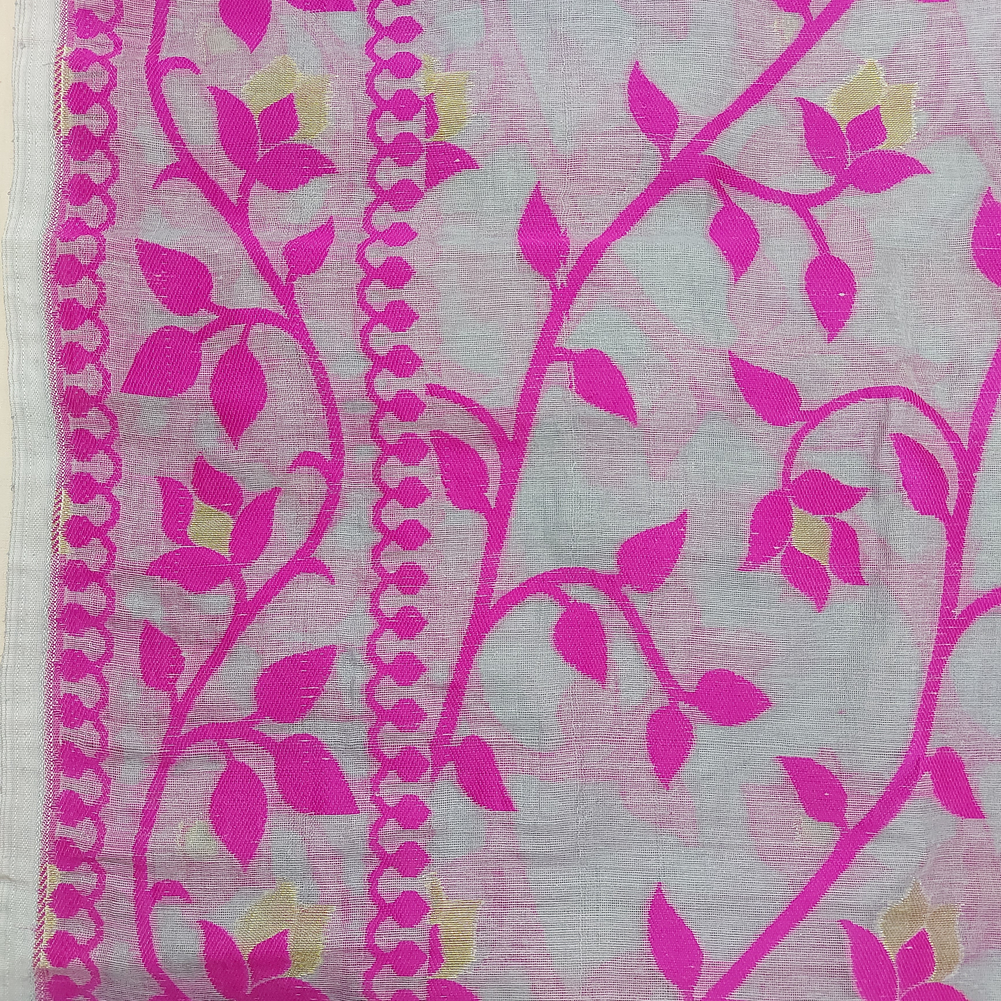 Cotton Dhakai Jamdani-JaalGreyPink