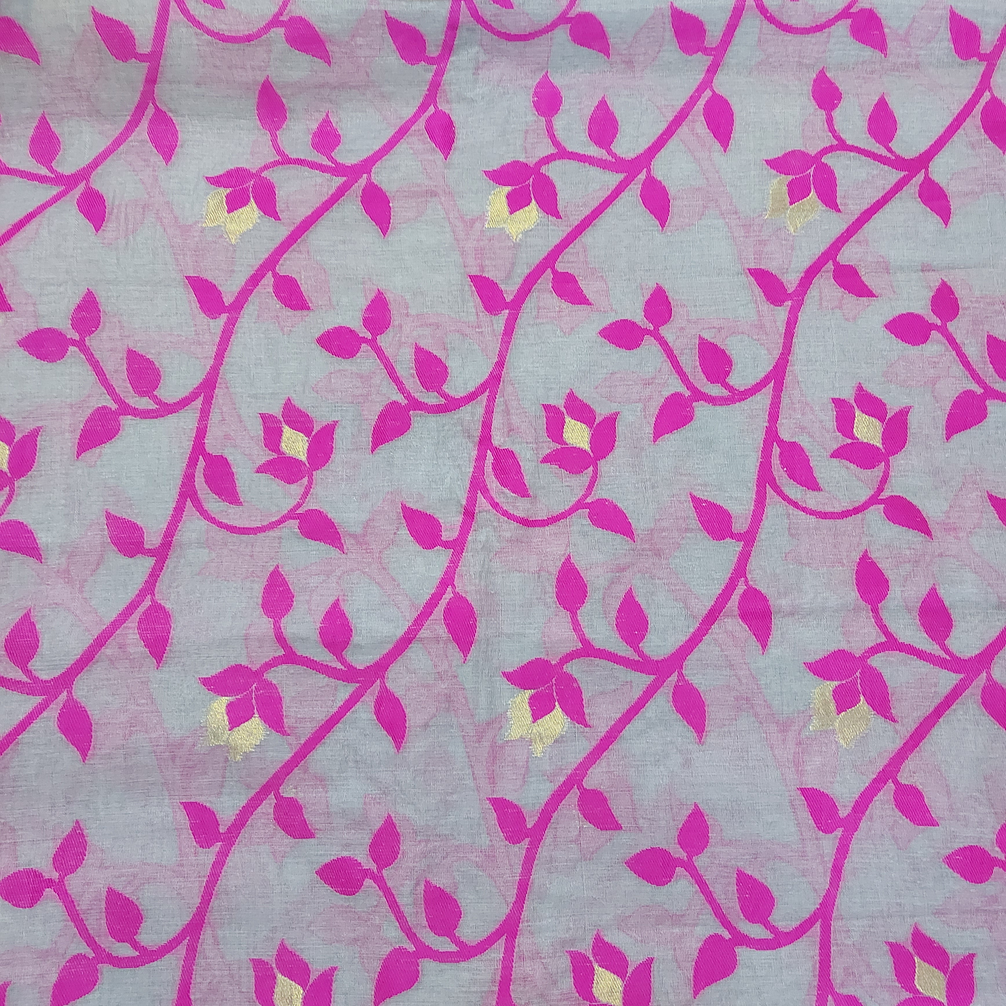 Cotton Dhakai Jamdani-JaalGreyPink