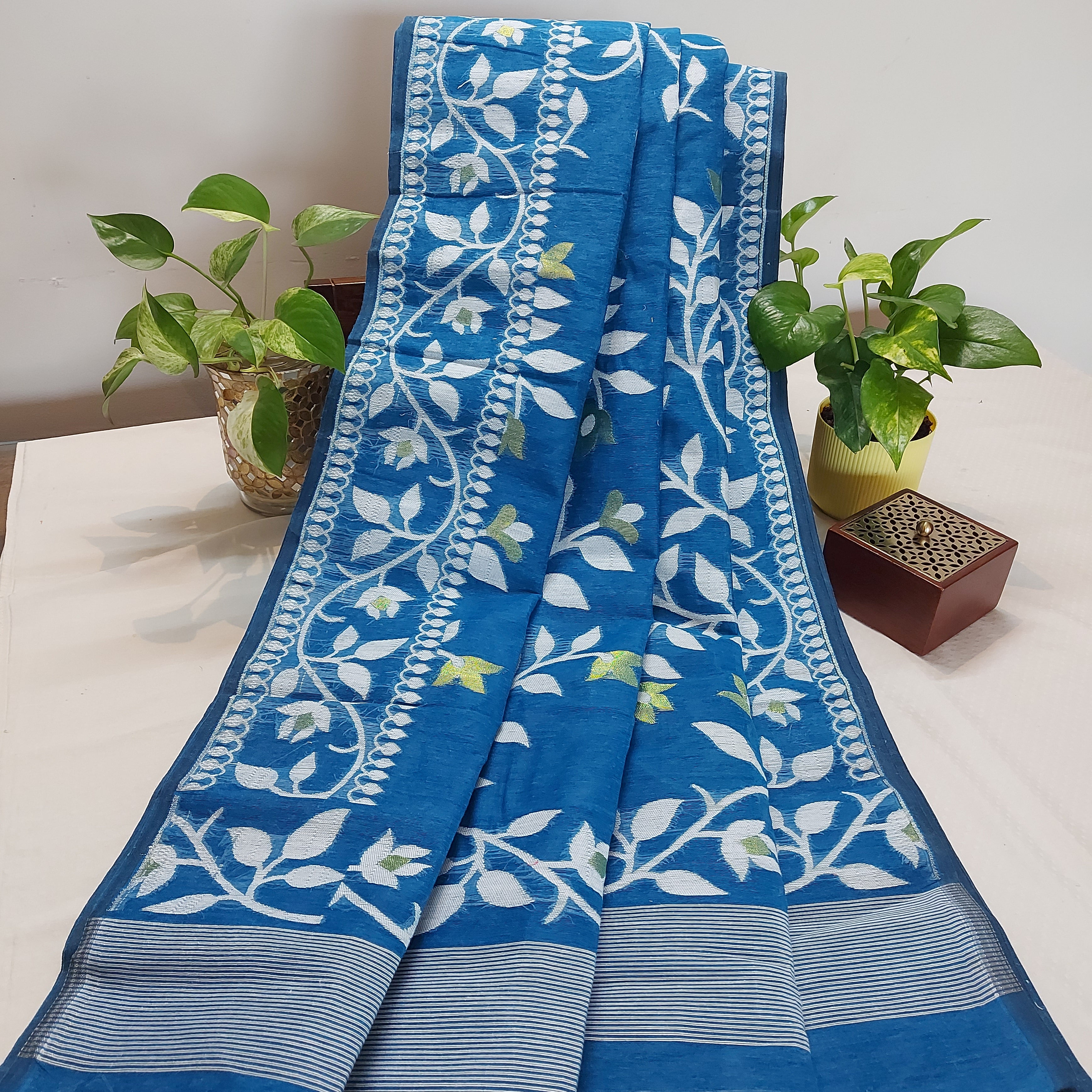 Cotton Dhakai Jamdani-JaalBlue