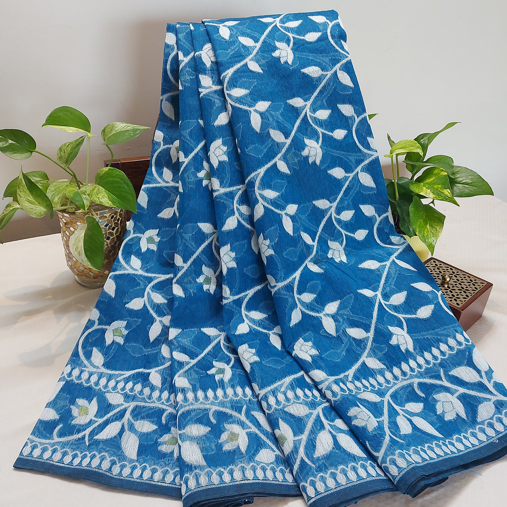 Cotton Dhakai Jamdani-JaalBlue