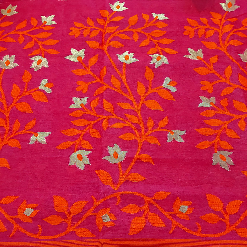Cotton Dhakai Jamdani-JaalMaroon