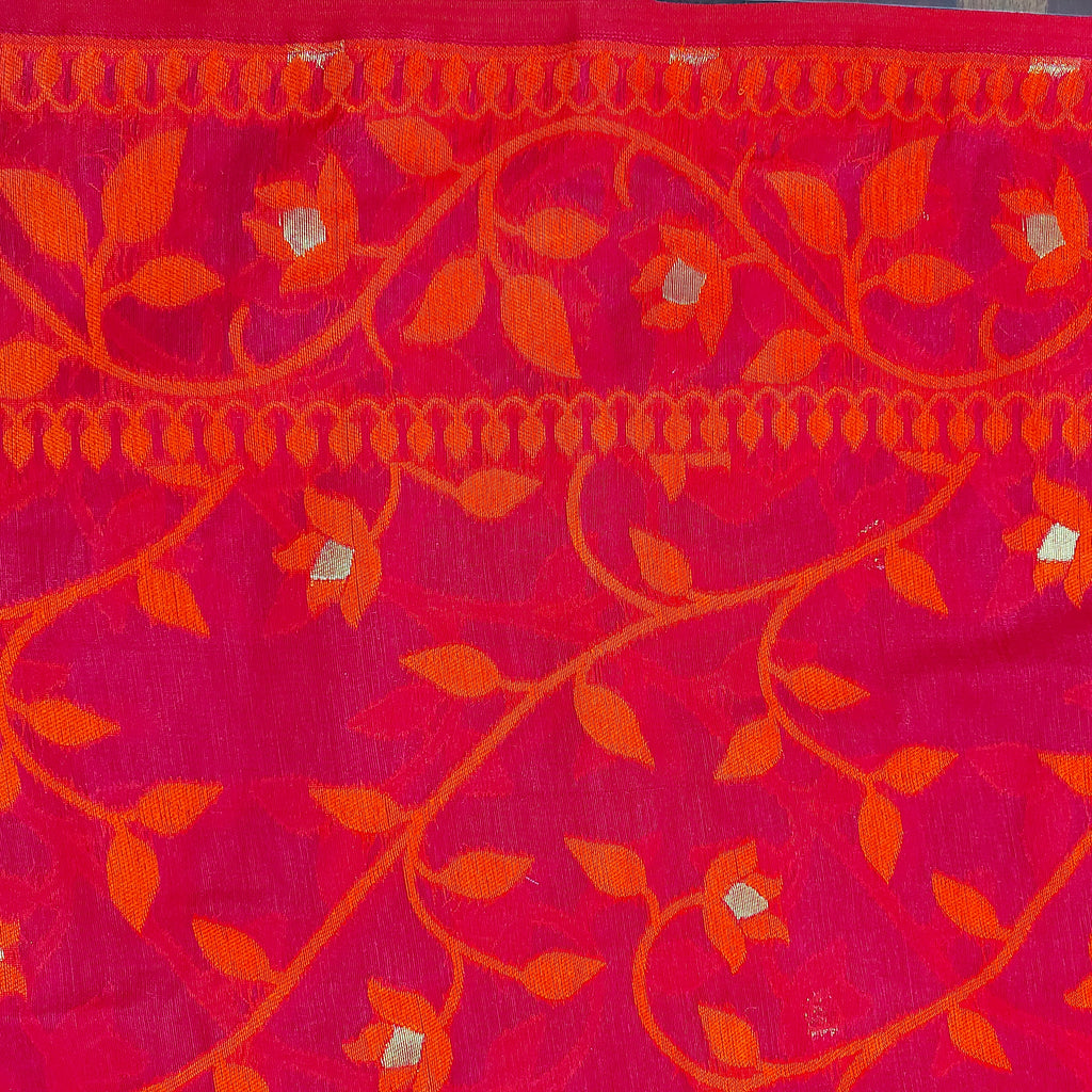 Cotton Dhakai Jamdani-JaalMaroon