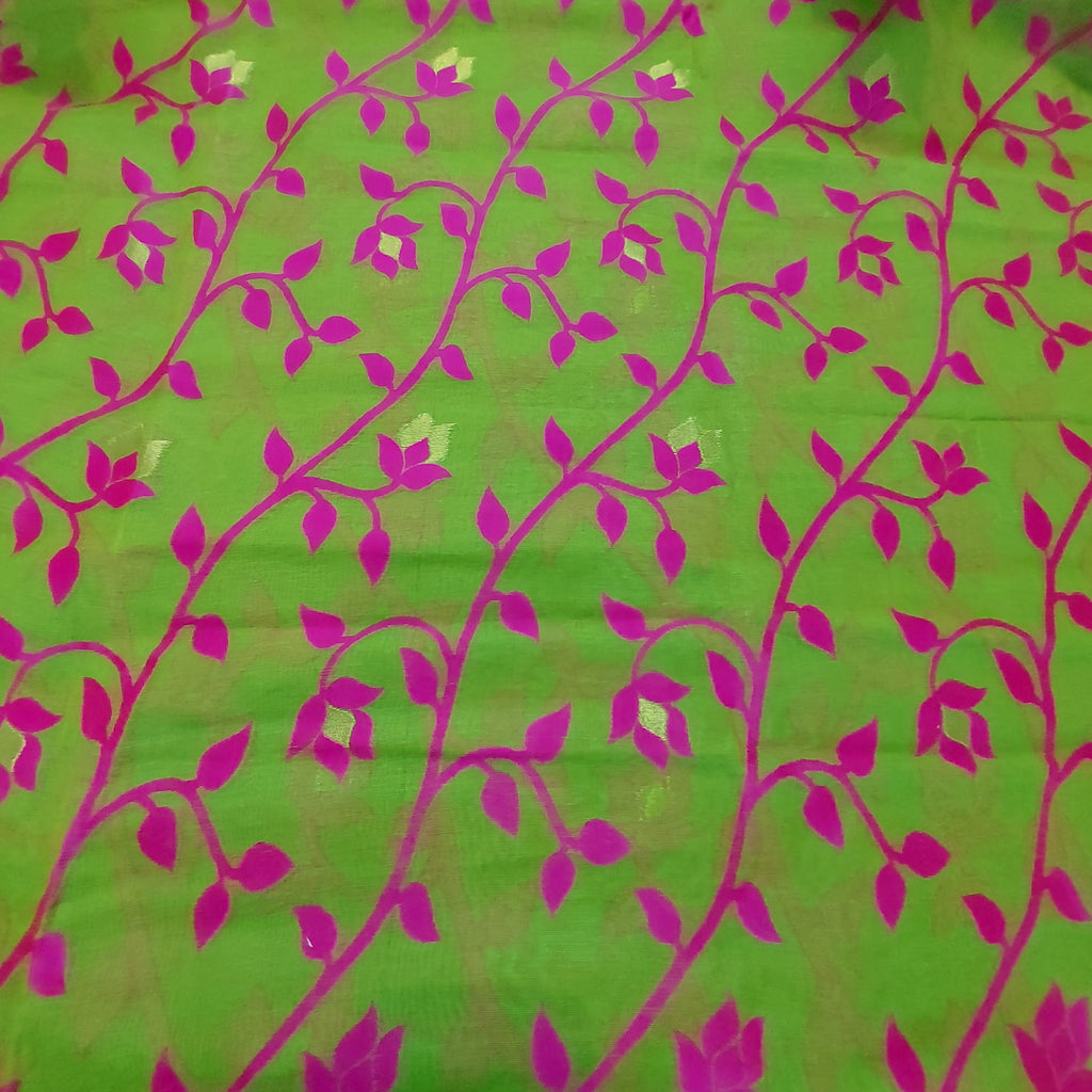 Cotton Jamdani-JaalGreen