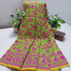 Cotton Jamdani-JaalGreen