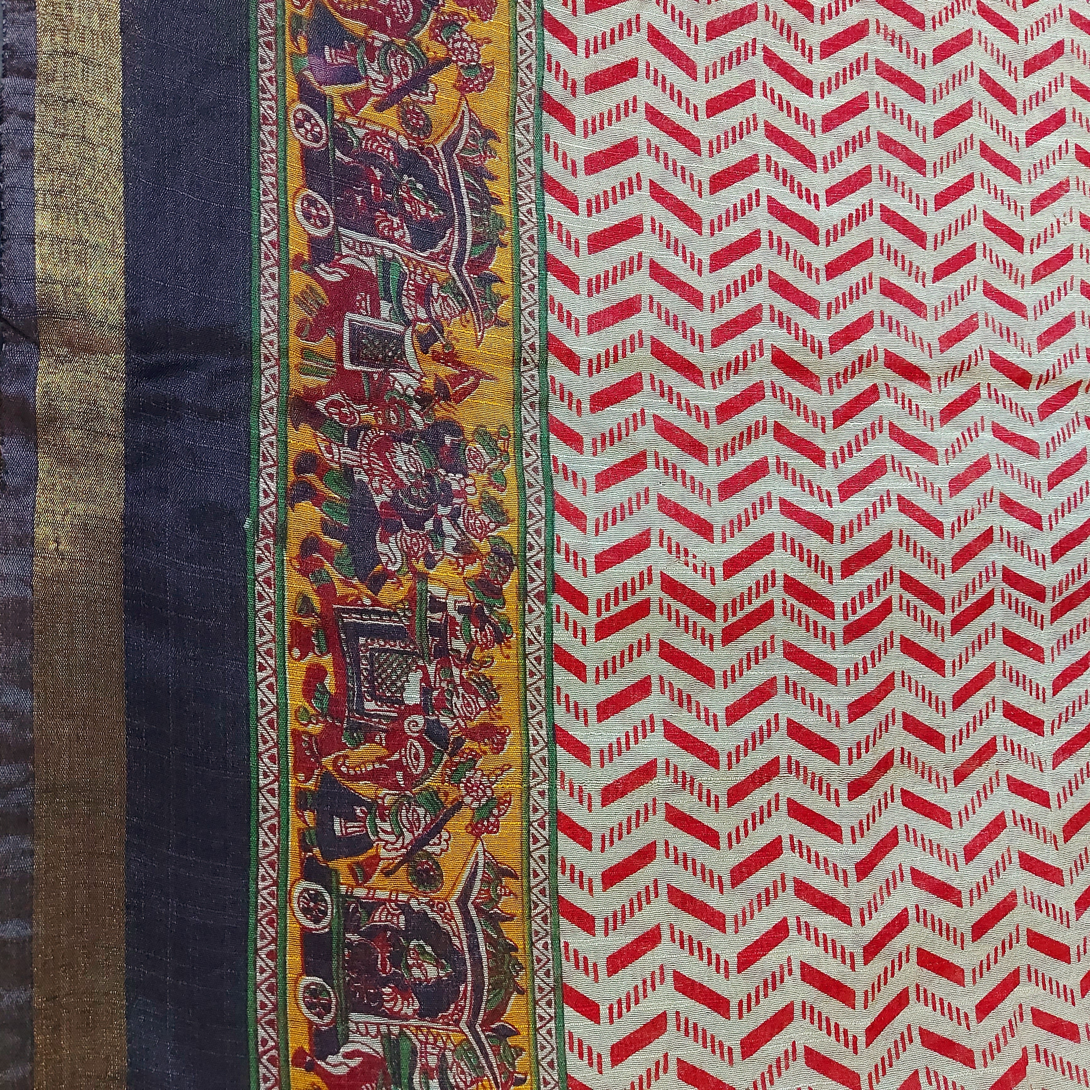 Chanderi Silk-Maheshwari printBrown
