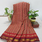 Chanderi Silk-Maheshwari printRed