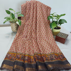 Chanderi Silk-Maheshwari printBrown