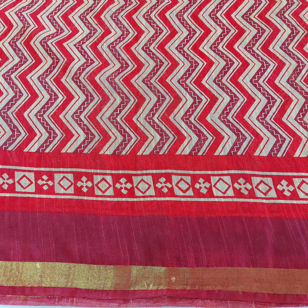 Chanderi Silk-Maheshwari printRed