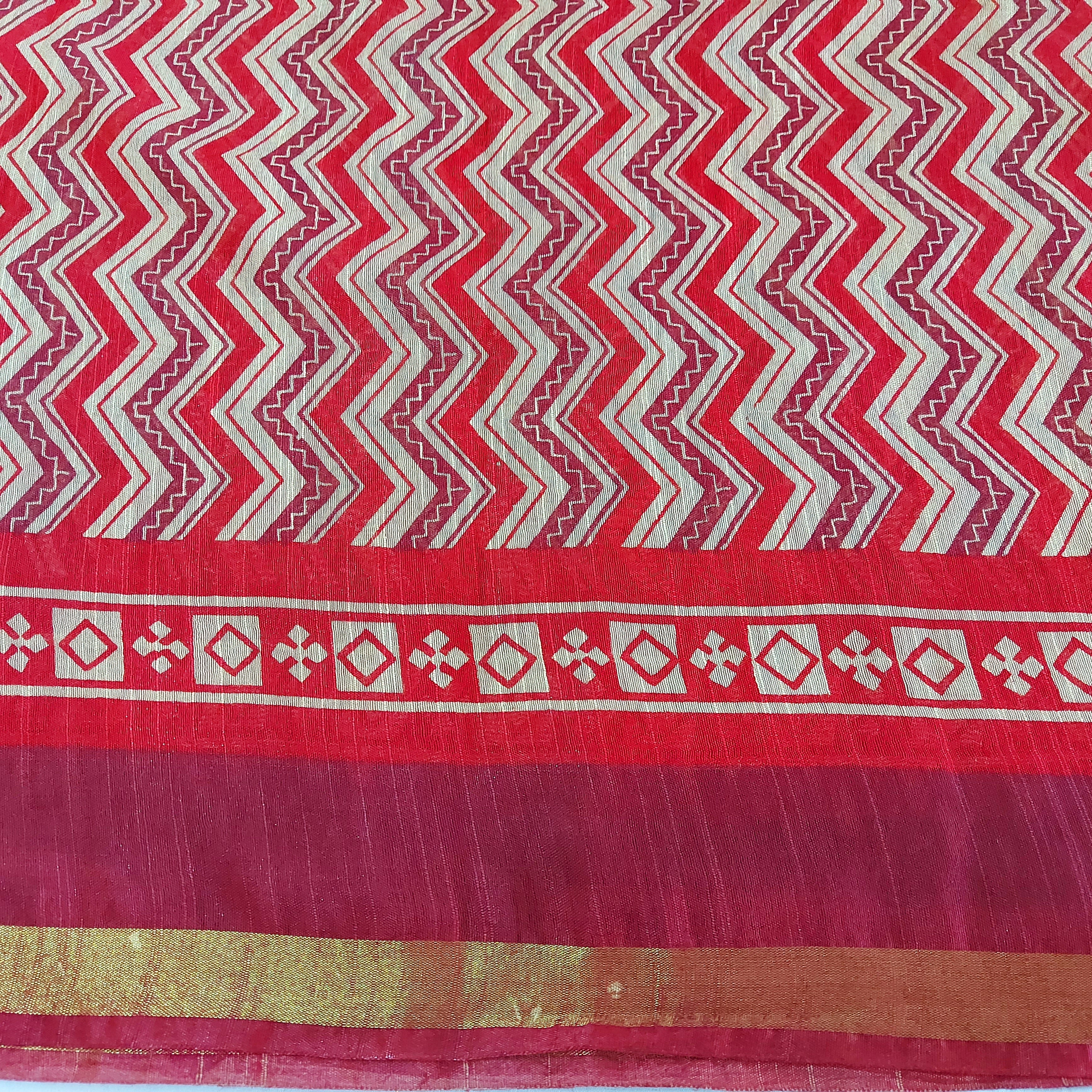 Chanderi Silk-Maheshwari printRed