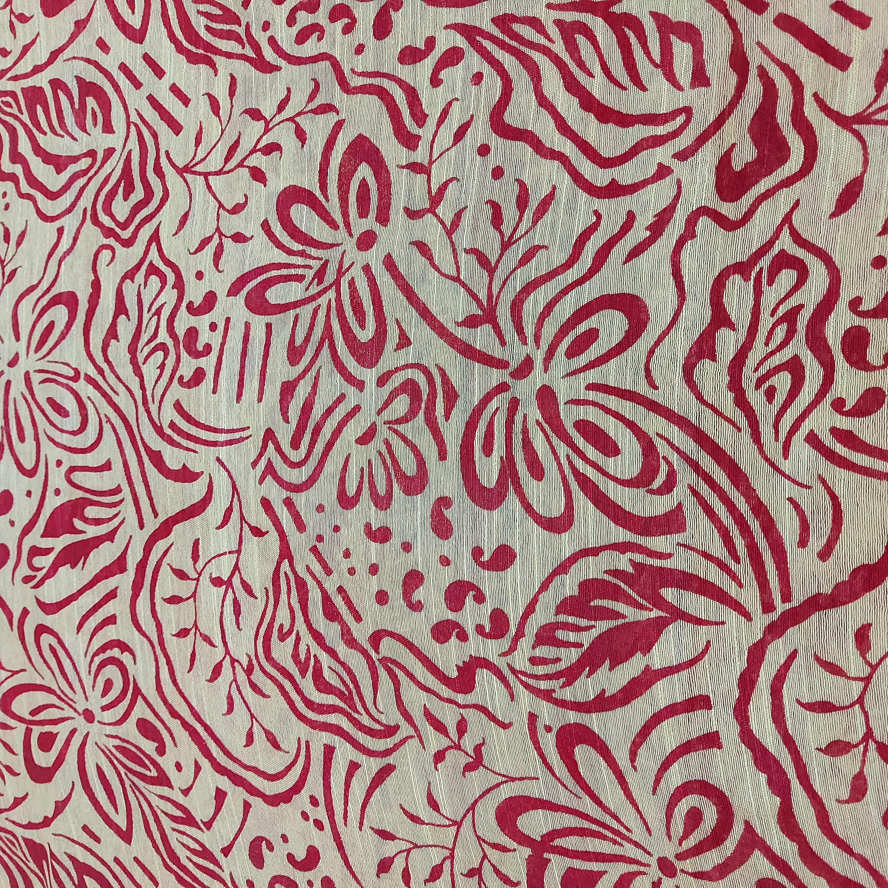 Chanderi Silk-Maheshwari printRed