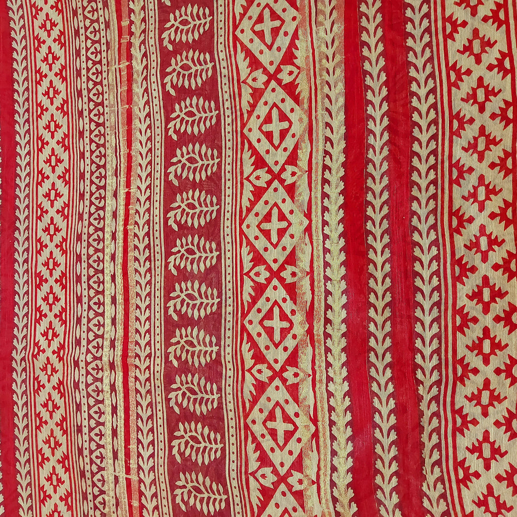 Chanderi Silk-Maheshwari printRed