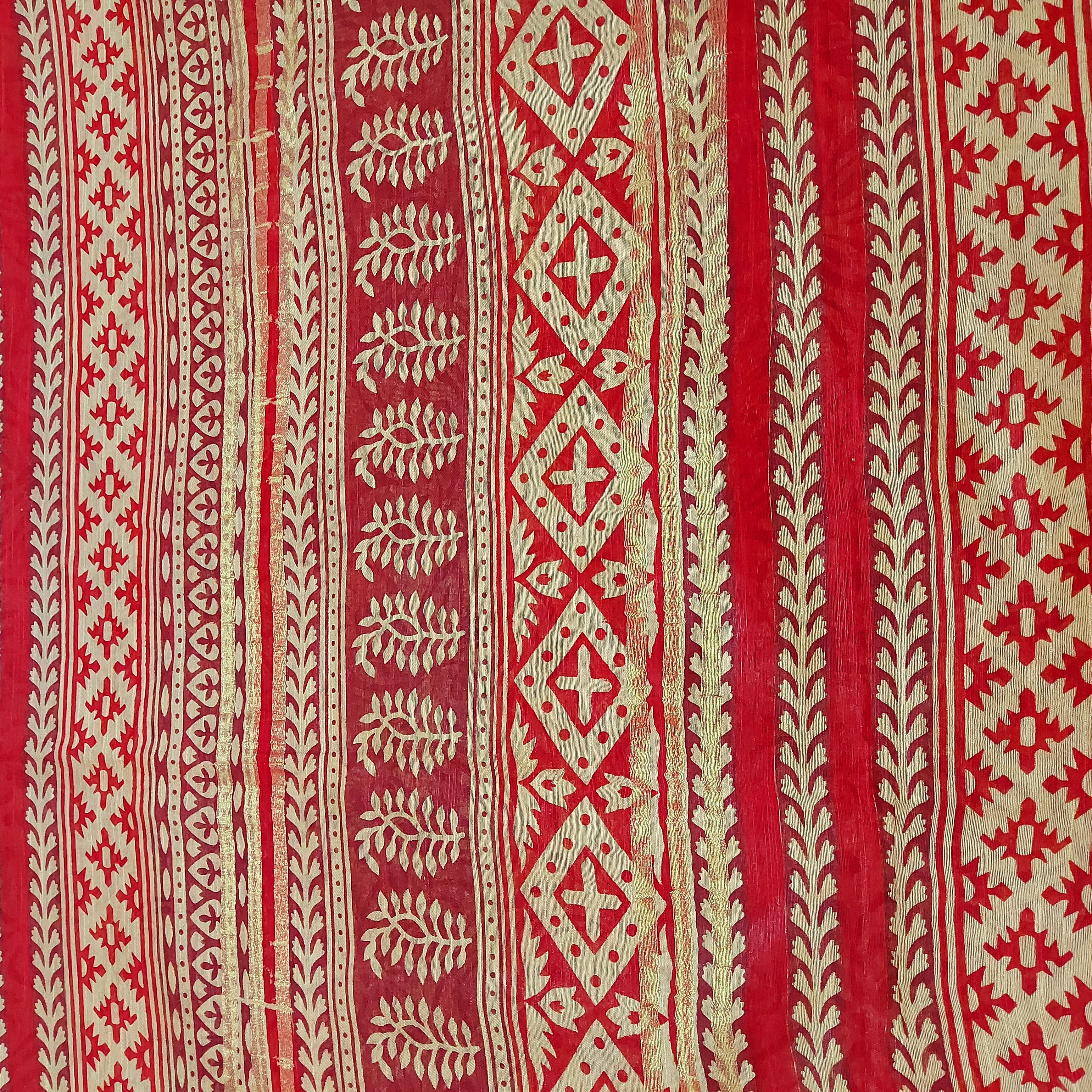 Chanderi Silk-Maheshwari printRed