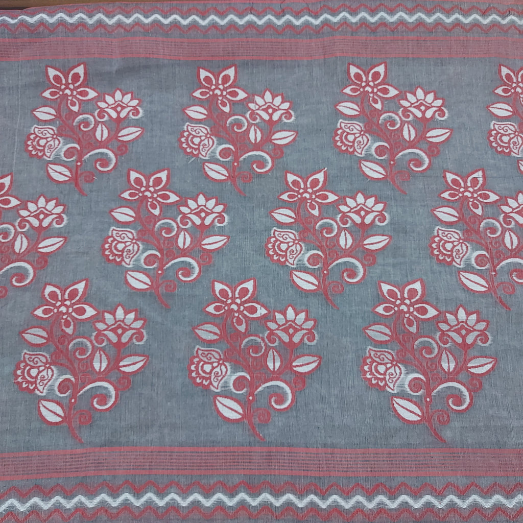 Cotton Jamdani Handloom JaalGreyRed