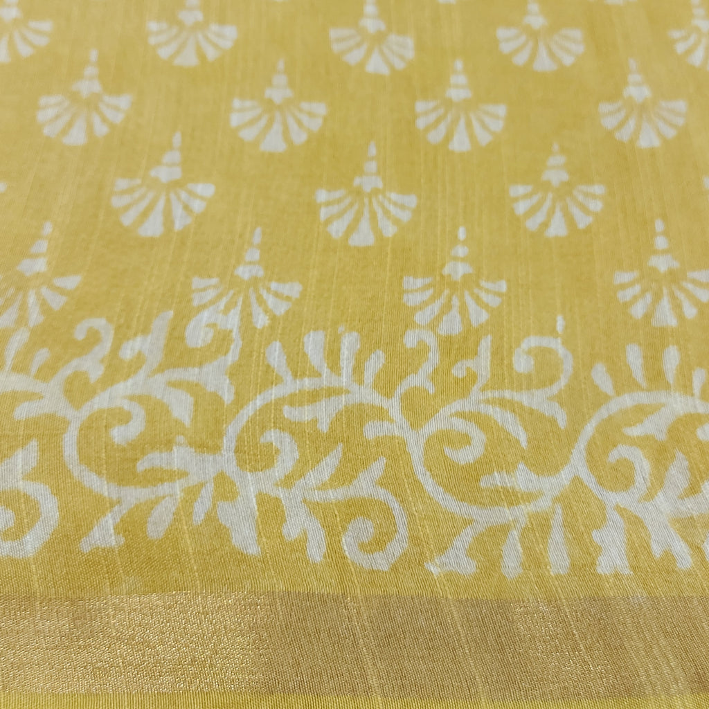 Chanderi Silk-Bagru print Yellow