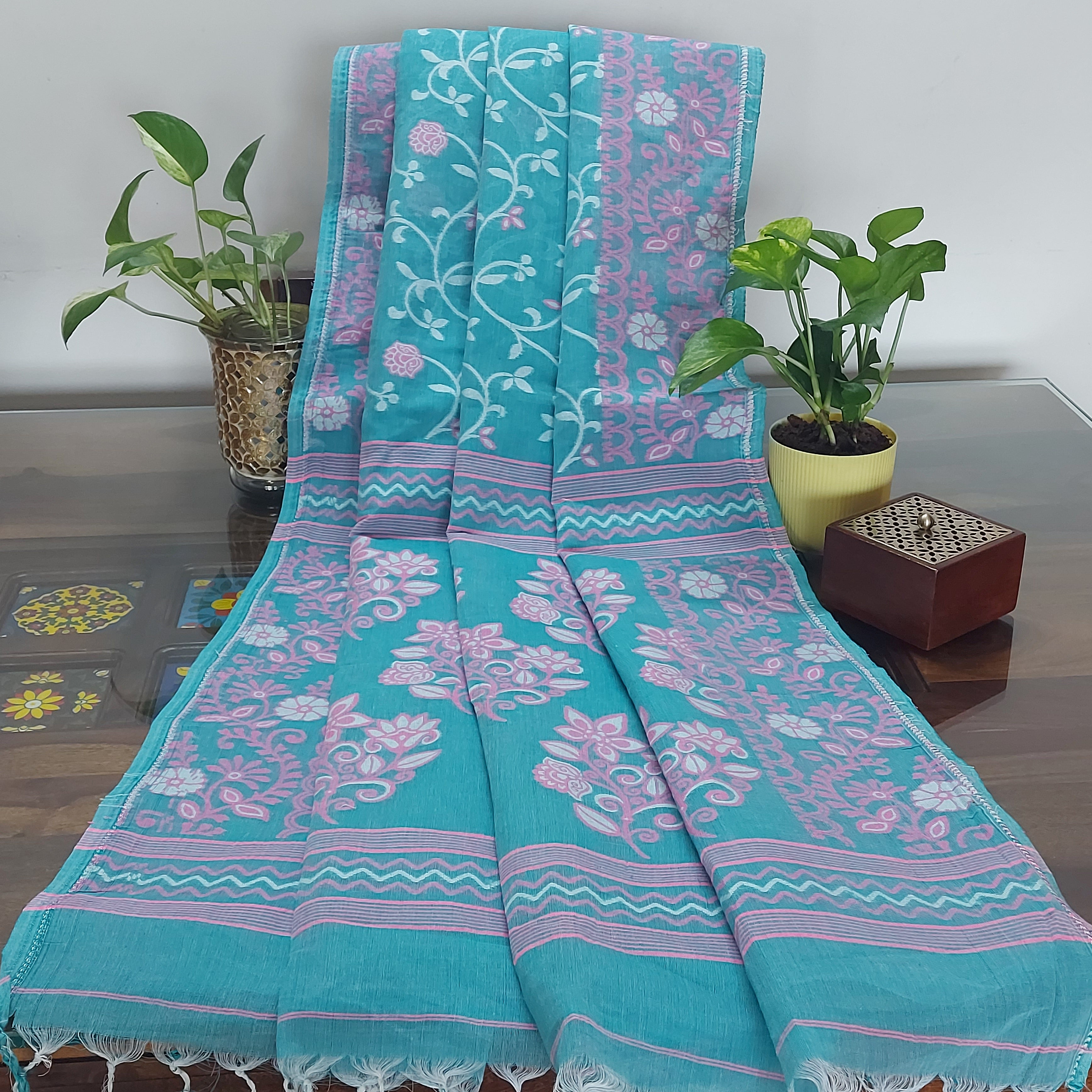 Cotton Jamdani Handloom JaalBlue