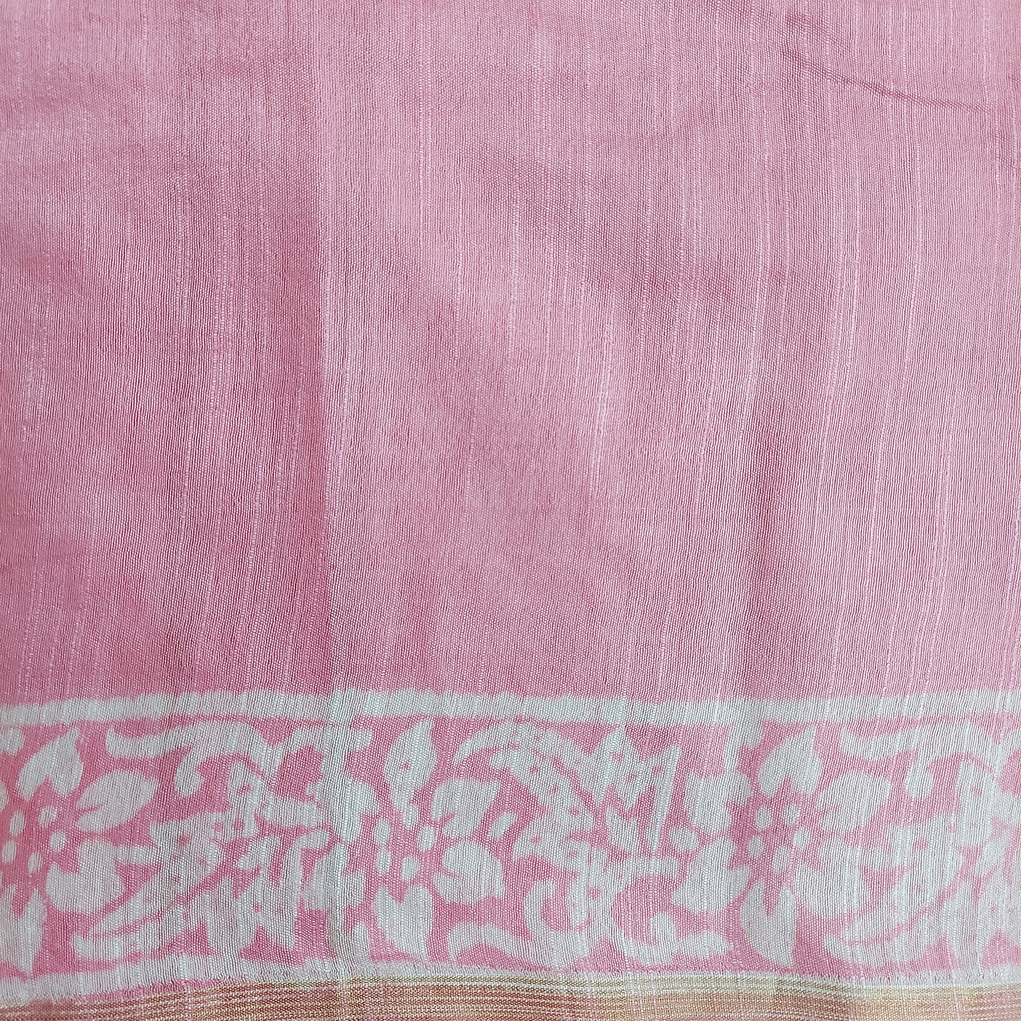 Chanderi Silk-Bagru print Soft Pink