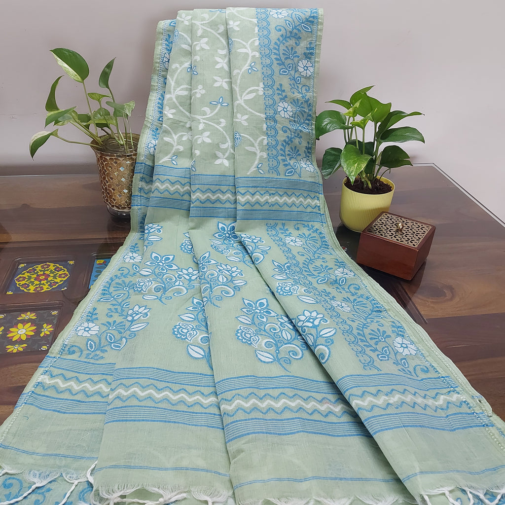 Cotton Jamdani Handloom JaalGreen