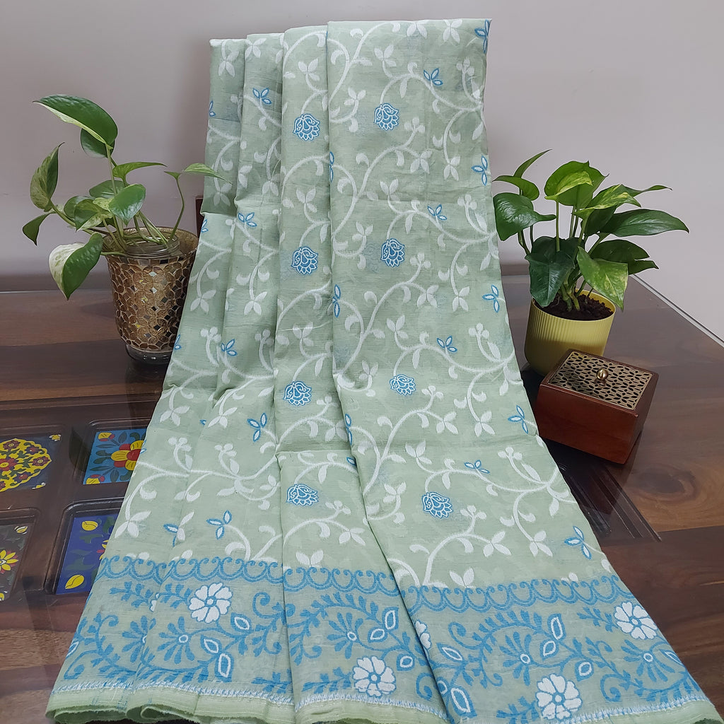 Cotton Jamdani Handloom JaalGreen