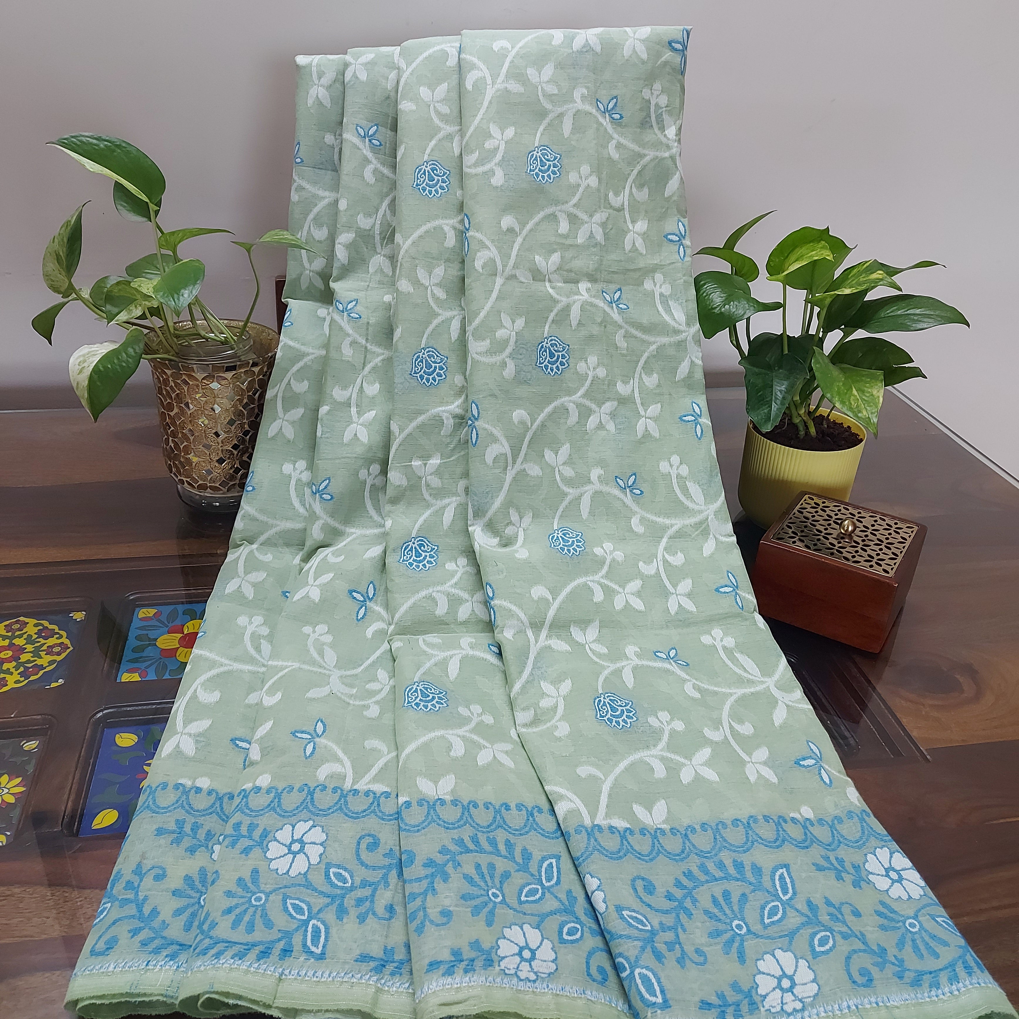 Cotton Jamdani Handloom JaalGreen
