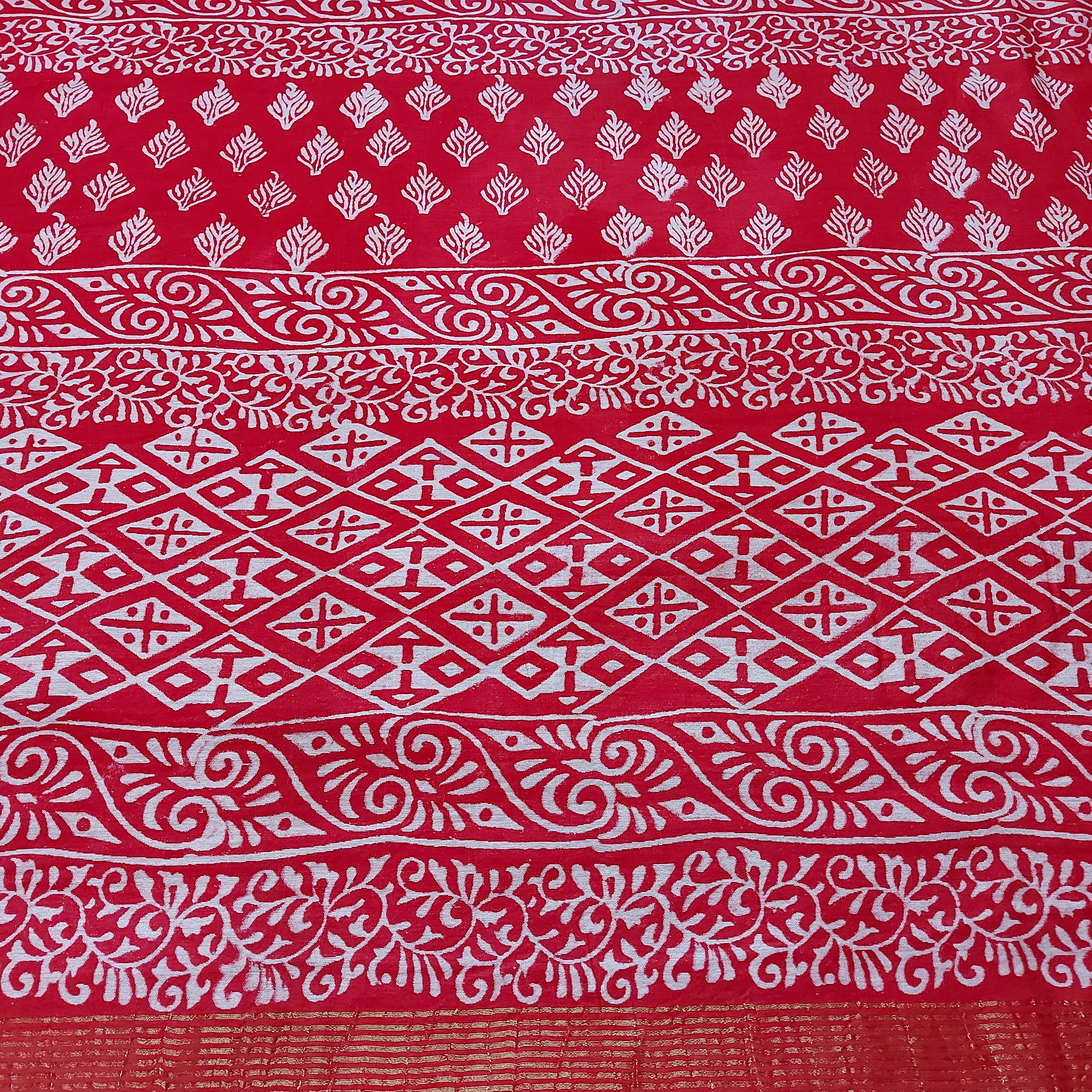 Chanderi Silk-Bagru print Red