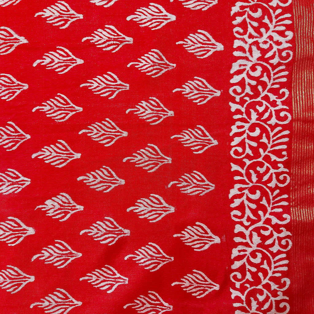 Chanderi Silk-Bagru print Red