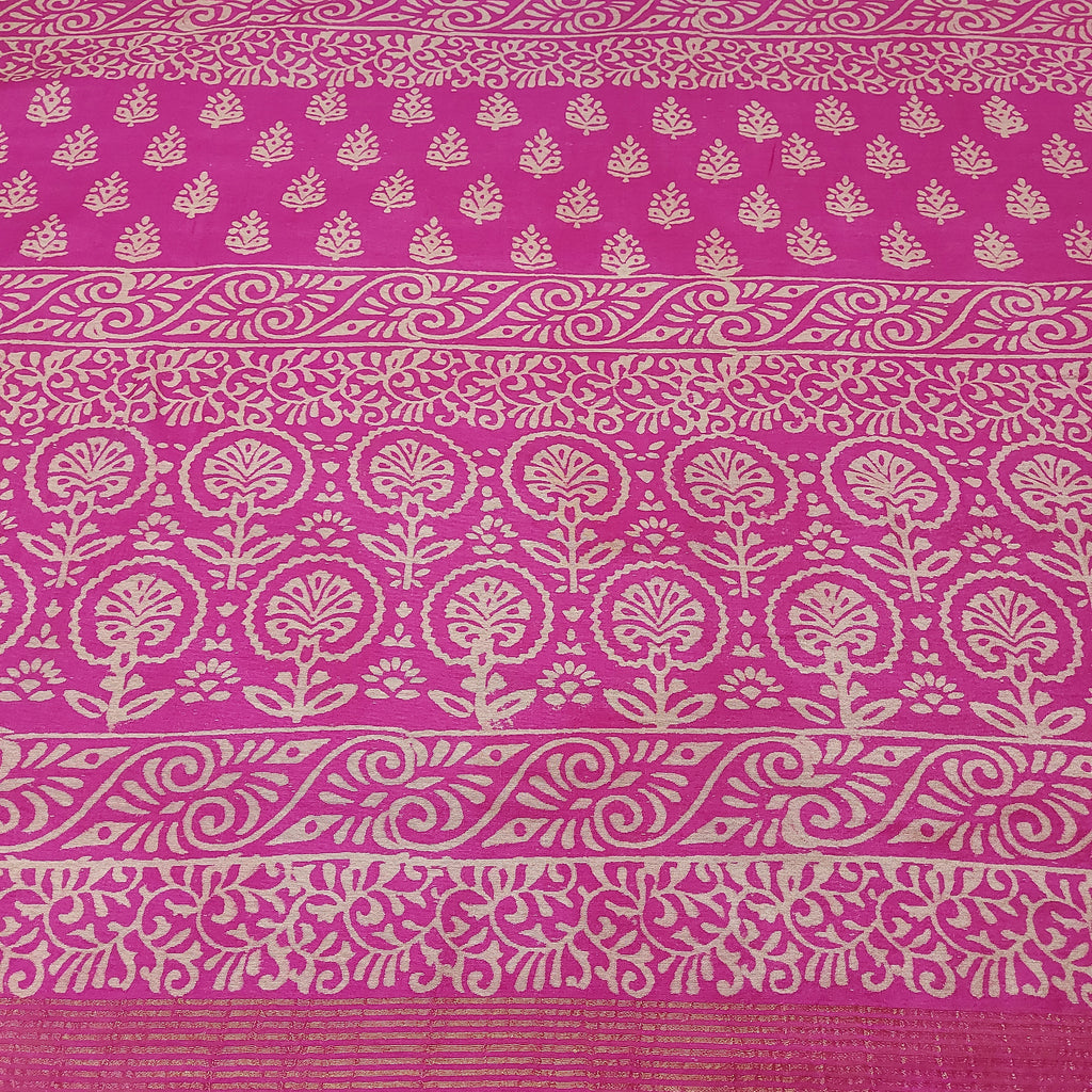 Chanderi Silk-Bagru print Pink