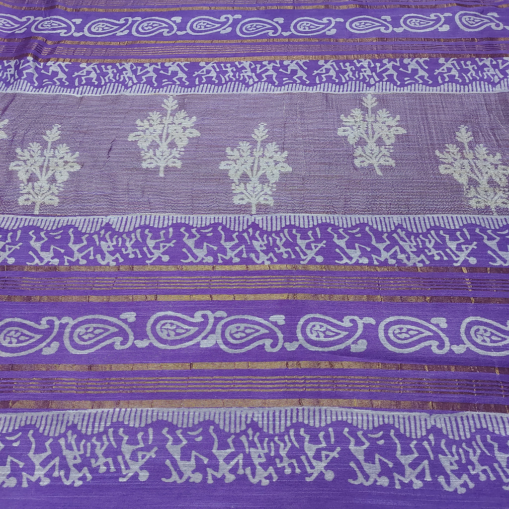 Chanderi Silk-Bagru print Puple