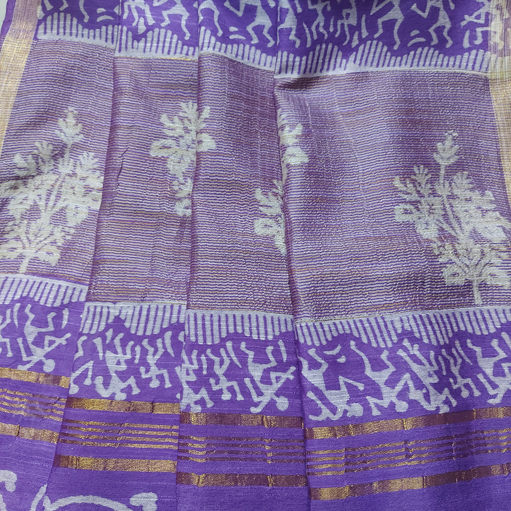Chanderi Silk-Bagru print Puple