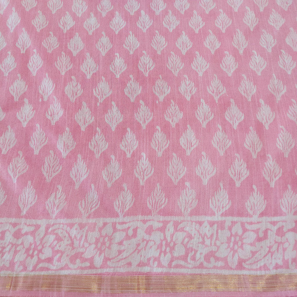 Chanderi Silk-Bagru print Soft Pink