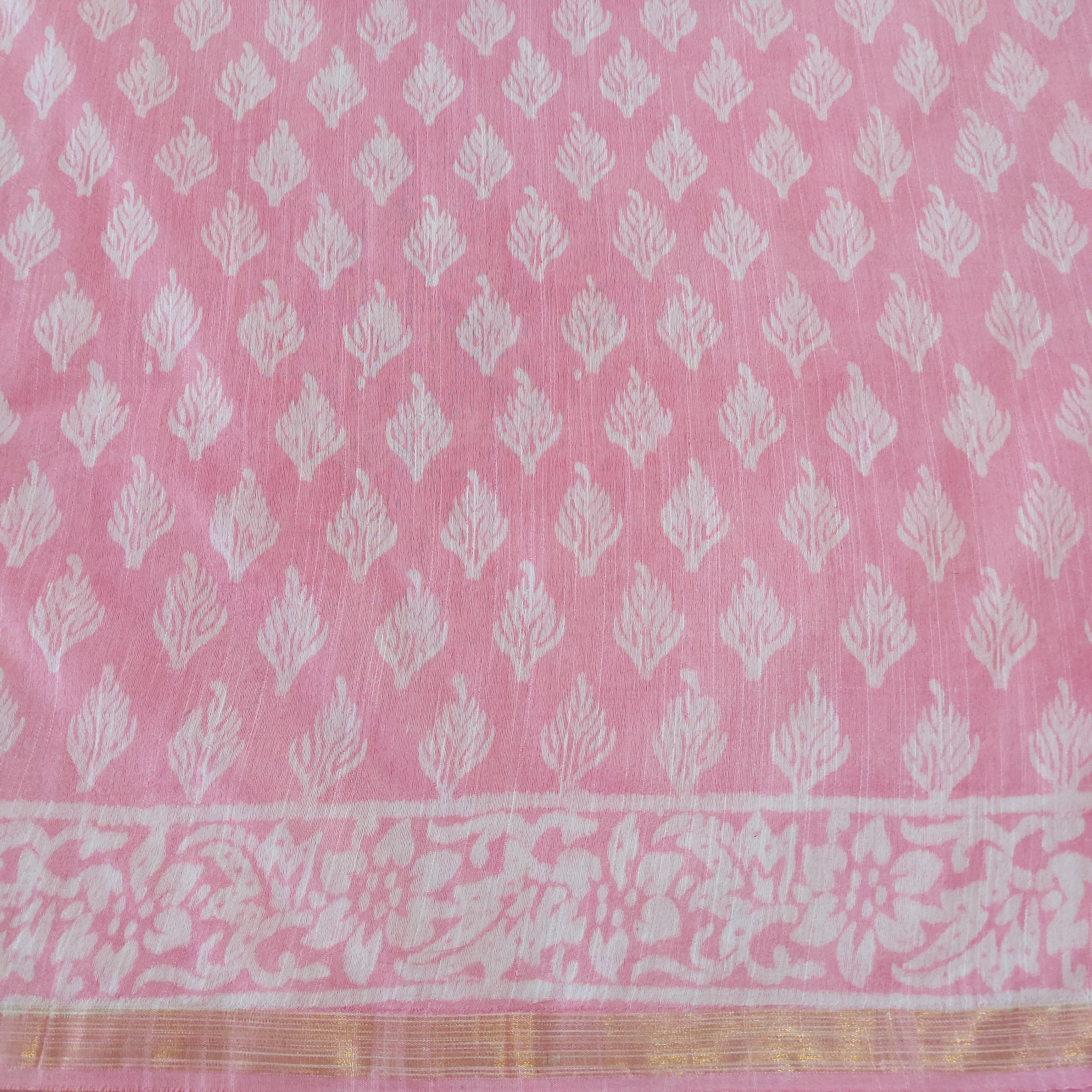 Chanderi Silk-Bagru print Soft Pink