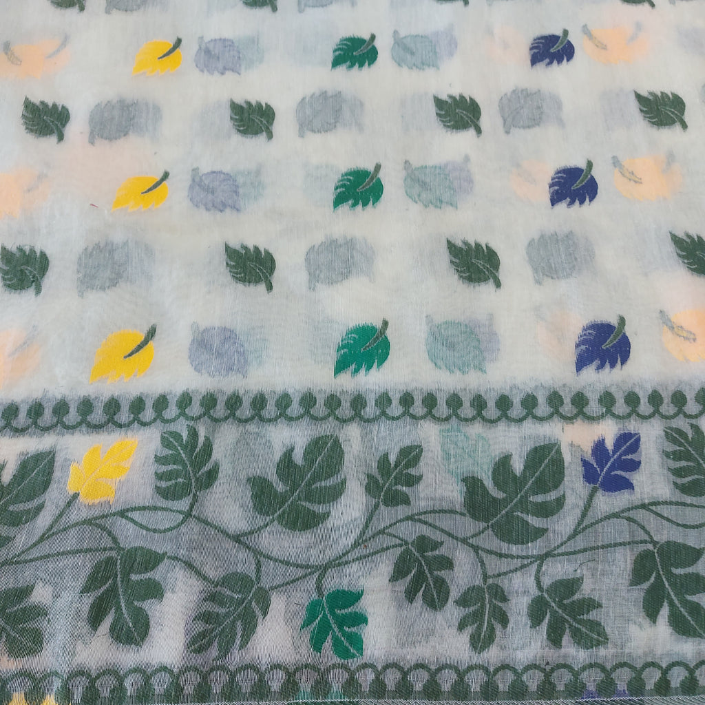 Forest Bliss - Handwoven Leaf Motif Saree