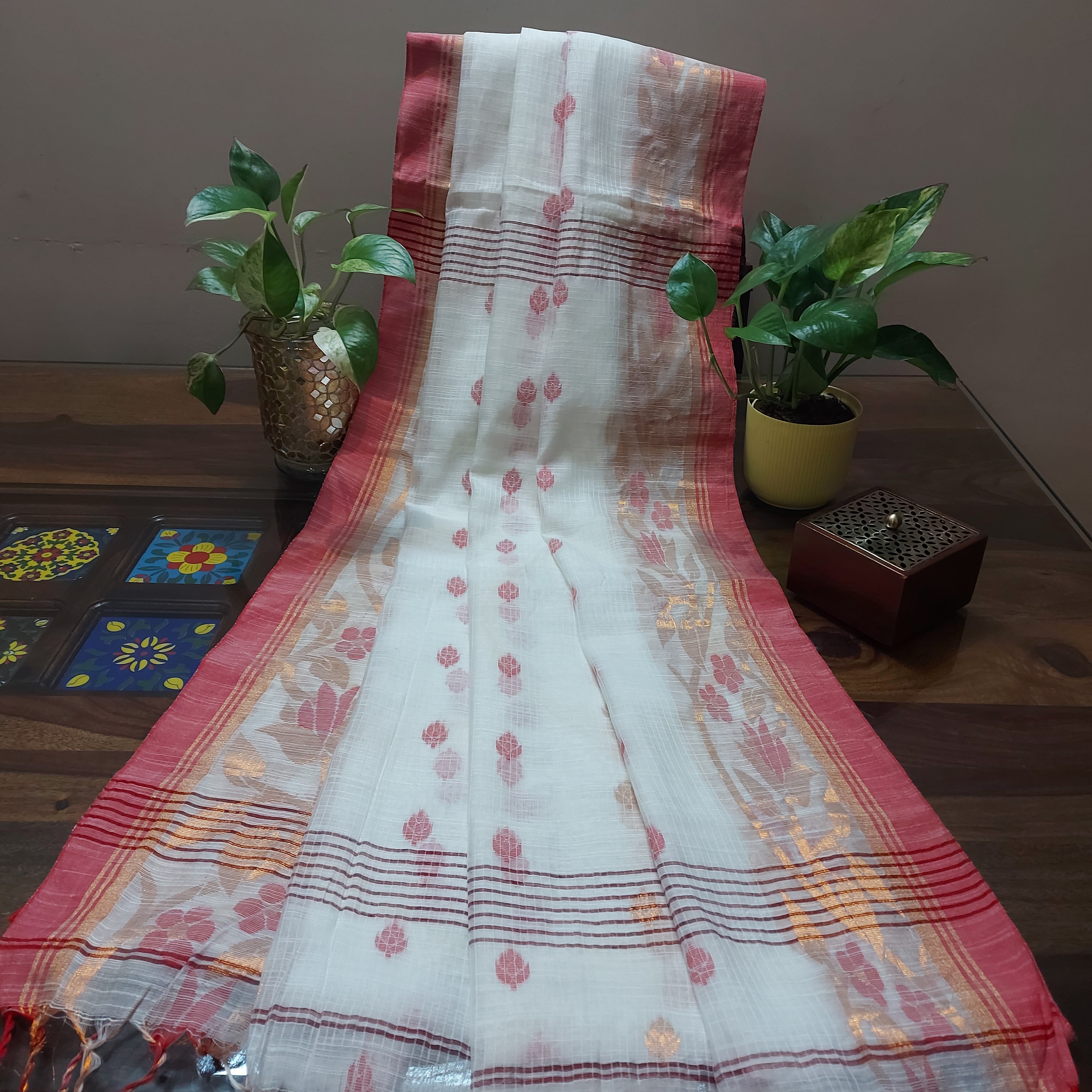 Cotton Silk -WhiteRed