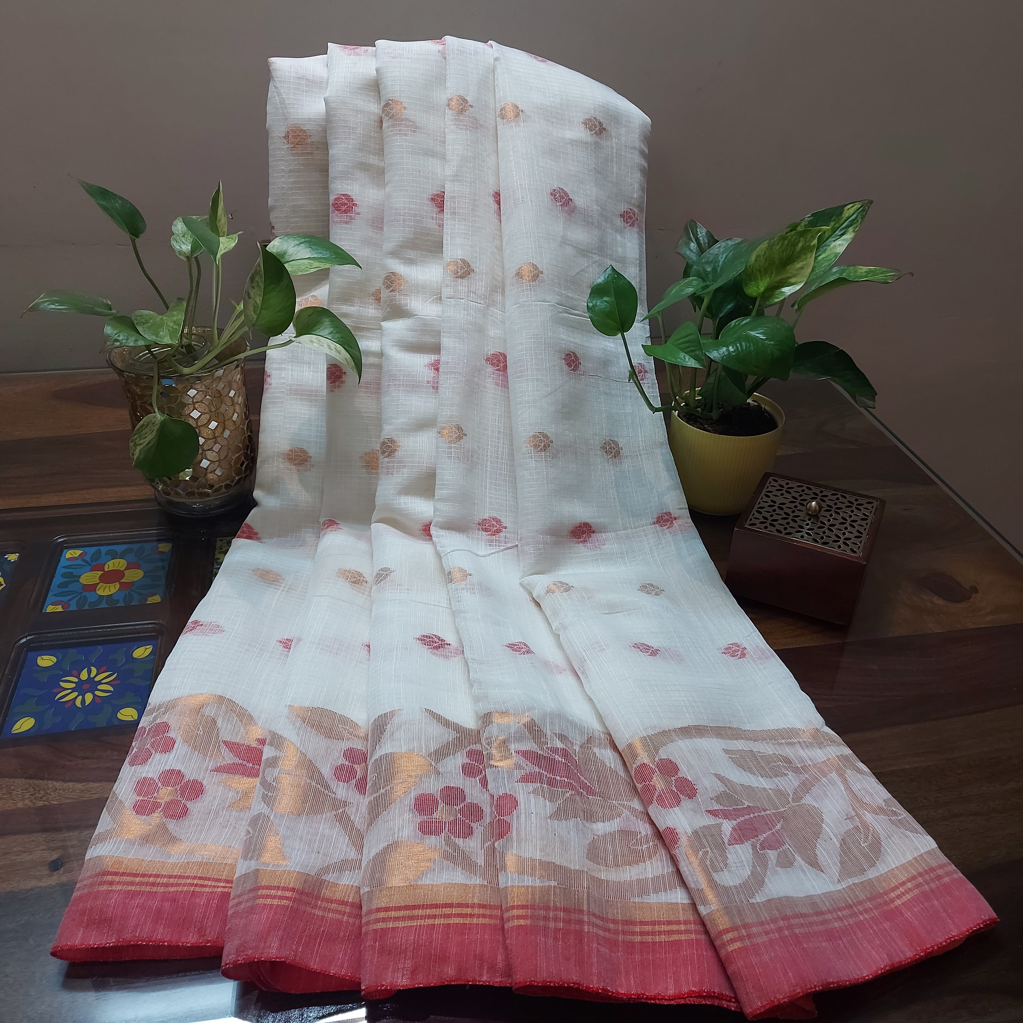 Cotton Silk -WhiteRed