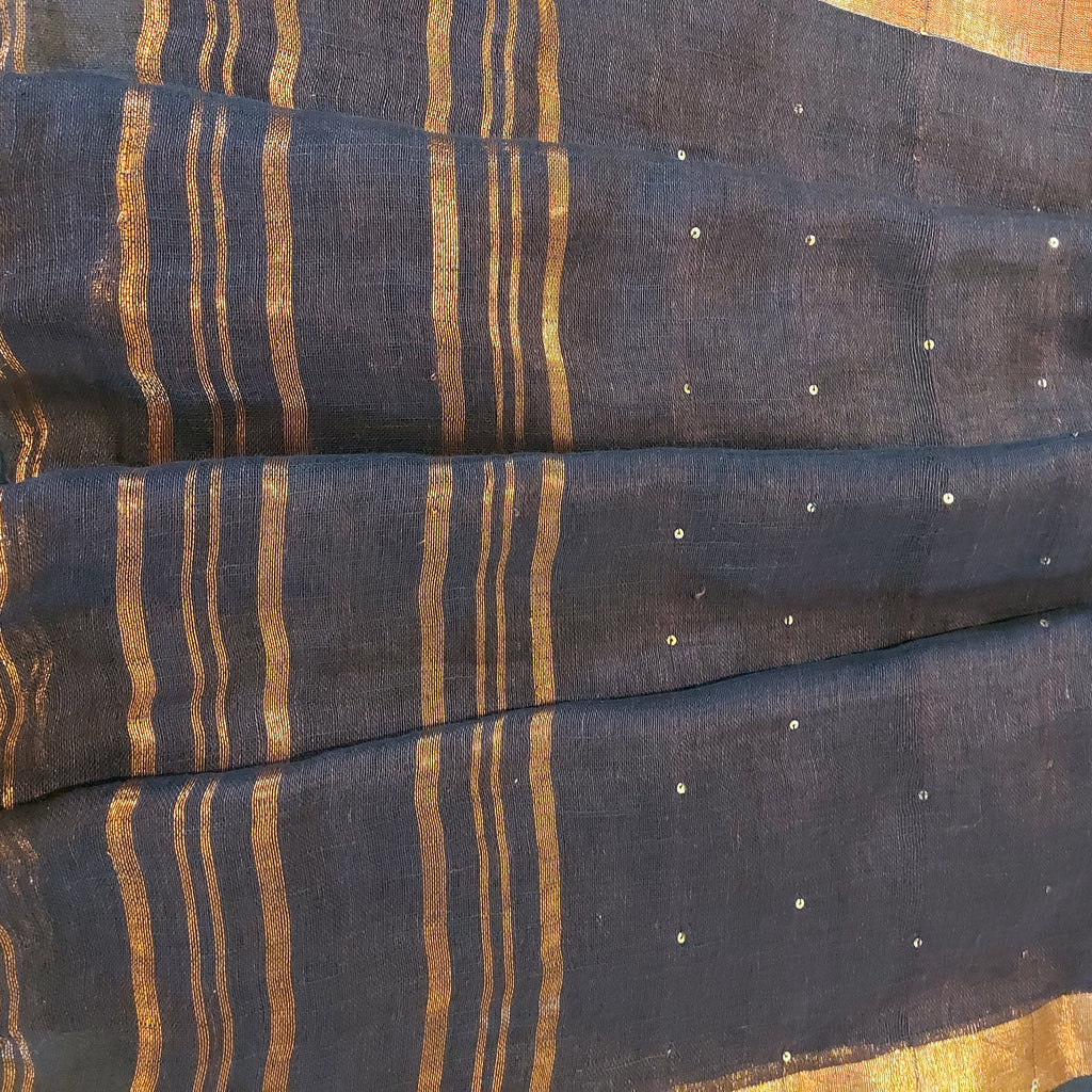 Fantasy - Dark Chocolate Linen Saree