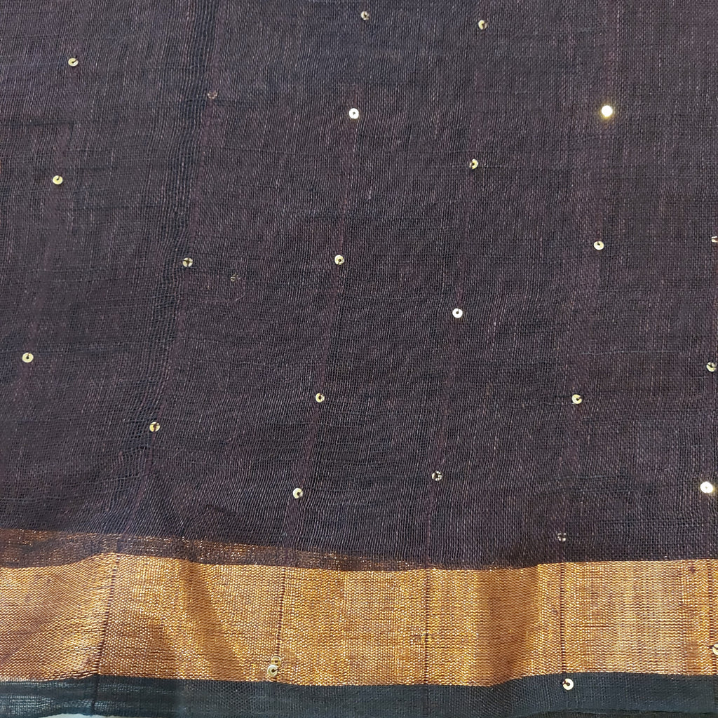 Fantasy - Dark Chocolate Linen Saree