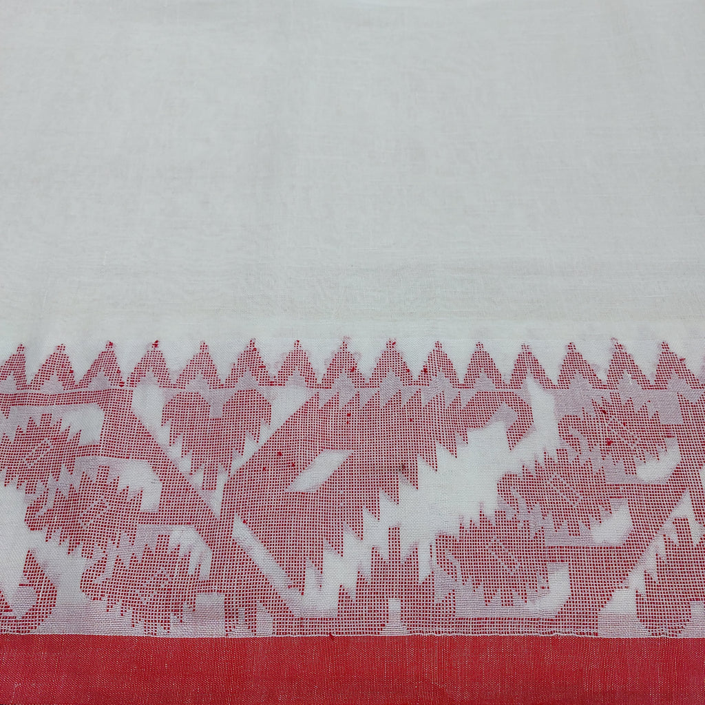 Purnima - White And Red Handloom Saree