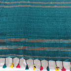Serene - Teal Green Linen Saree