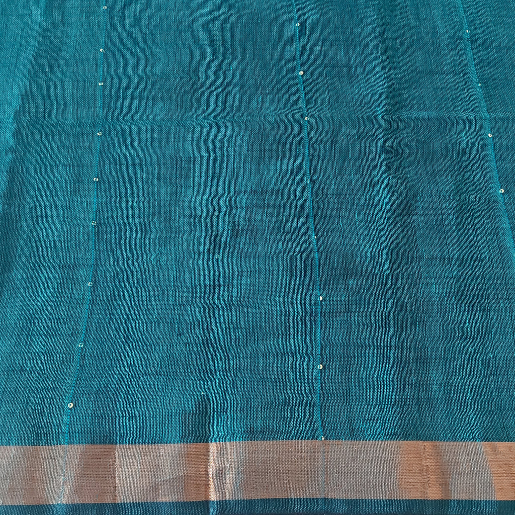 Serene - Teal Green Linen Saree