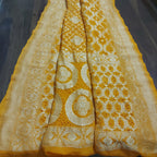Ambar - Mustard Yellow Pure Khaddi Georgette+Rai dana Bandhej
