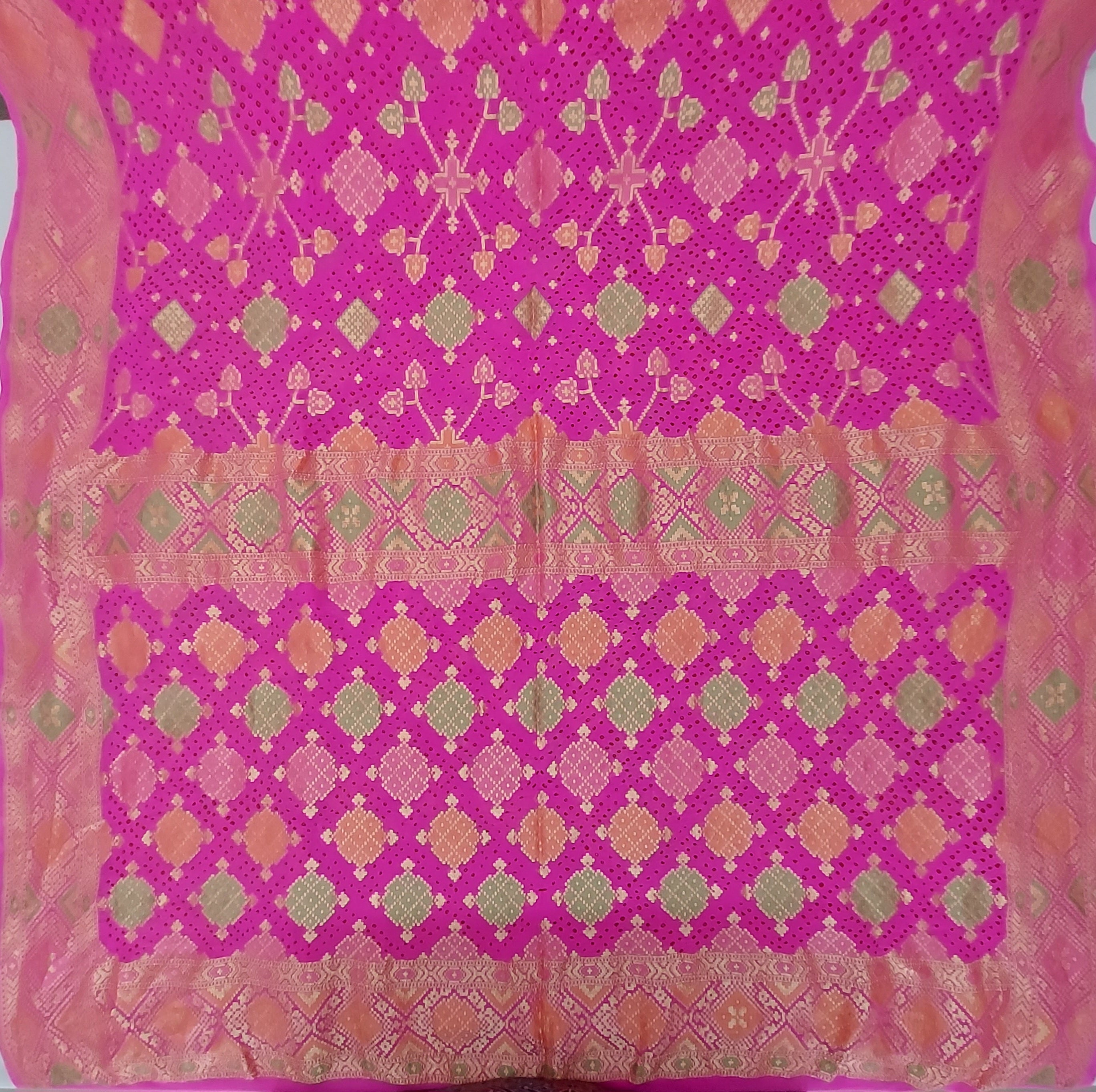 Gulmohar - Mauvish Pink Pure Khaddi Georgette+Meenakari+Bandhej