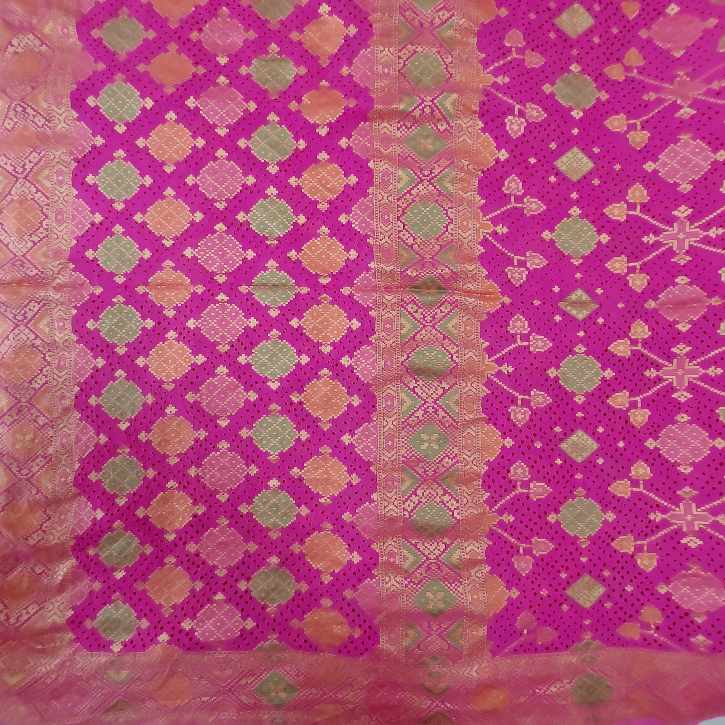 Gulmohar - Mauvish Pink Pure Khaddi Georgette+Meenakari+Bandhej