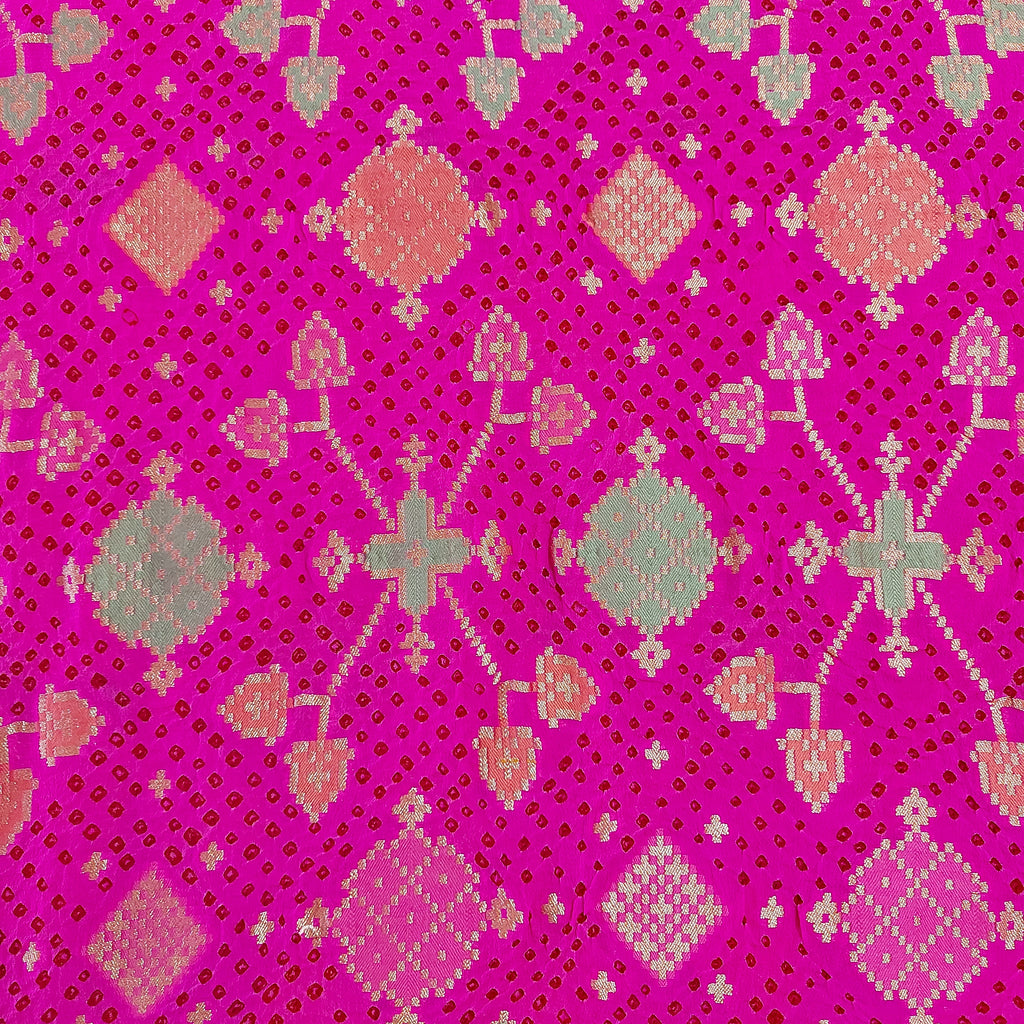 Gulmohar - Mauvish Pink Pure Khaddi Georgette+Meenakari+Bandhej