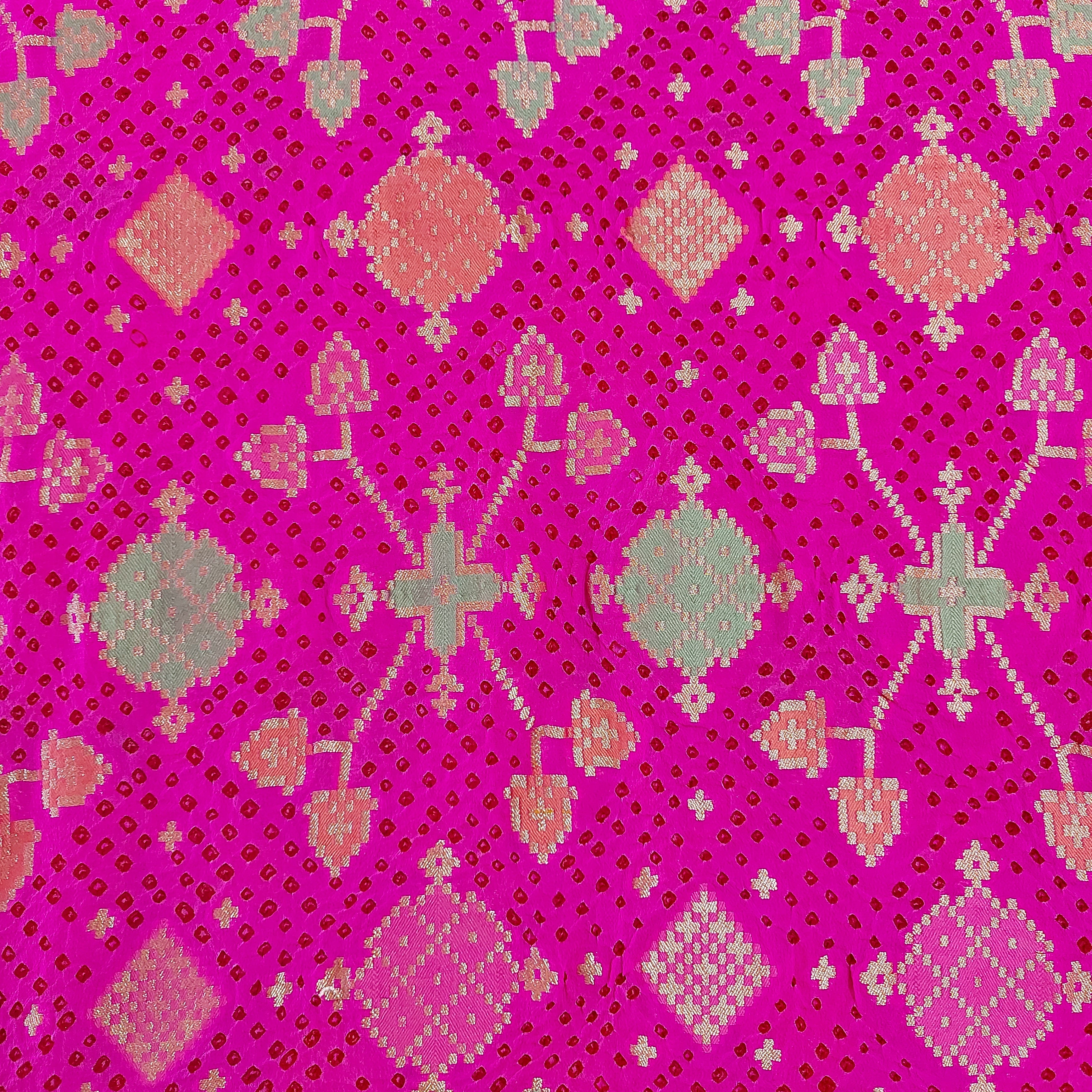 Gulmohar - Mauvish Pink Pure Khaddi Georgette+Meenakari+Bandhej